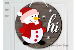 Snowman Christmas Round Sign SVG | Christmas Door Hanger SVG Product Image 2