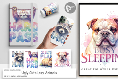 Ugly-Cute Lazy Animals Digital Paper Product Image 1