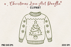Vintage Hand-Drawn Christmas Illustration| Line Art Clipart Product Image 1
