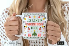 Lit Ugly Christmas Sweater PNG | Funny Christmas PNG Product Image 2