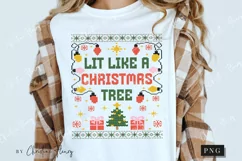 Lit Ugly Christmas Sweater PNG | Funny Christmas PNG Product Image 3