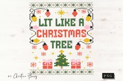 Lit Ugly Christmas Sweater PNG | Funny Christmas PNG Product Image 4