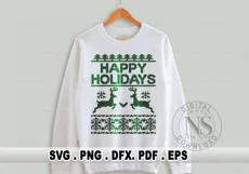 Happy holidays SVG, ugly sweater svg, ugly sweater svg file, ugly sweater svg, too cute for ugly sweater svg, ugly sweater pattern svg, ugly christmas sweater svg, funny ugly christmas sweater