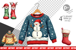 Cozy Christmas Sweaters Clipart Product Image 1
