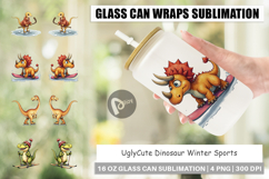 Dinosaur Winter Sports Glass Can Product Image 1