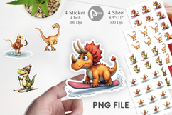 Dinosaur Winter Sports Sticker Product Image 1