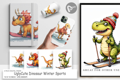 Dinosaur Winter Sports Digital Paper Product Image 1