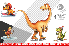 Dinosaur Winter Sports Clipart Product Image 1