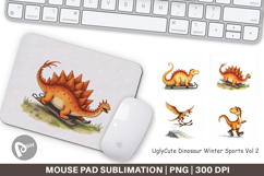 Dinosaur Winter Sports Mouse Pad Product Image 1
