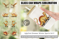 Dinosaur Winter Sports Glass Can Product Image 1
