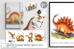 Dinosaur Winter Sports Digital Paper Product Image 1