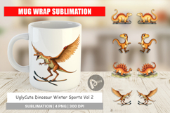 Dinosaur Winter Sports Mug Wrap Product Image 1