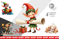 UglyCute Elf Workshop Antics Clipart Product Image 1