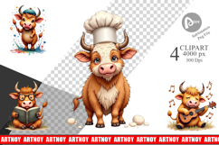 Highland Cow Occupations Clipart Product Image 1