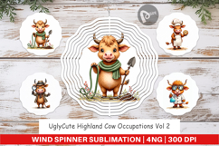 Highland Cow Occupations Wind Spinner Product Image 1