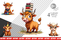 Highland Cow Farm Friends Clipart Product Image 1