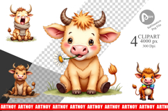 Highland Cow Farm Friends Clipart Product Image 1