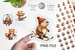 Winter Sports Animals Sticker Product Image 1