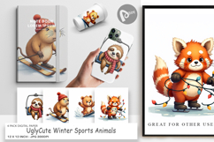 Winter Sports Animals Digital Paper Product Image 1