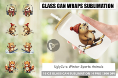Winter Sports Animals Glass Can Product Image 1
