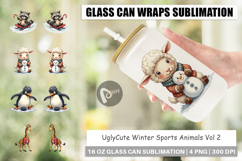 Winter Sports Animals Glass Can Product Image 1