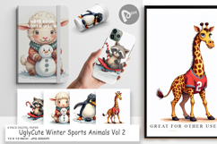 Winter Sports Animals Digital Paper Product Image 1