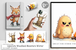 Woodland Monsters Winter Digital Paper Product Image 1