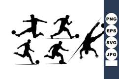 Soccer Players Silhouette Vector Collection Kicking Running Product Image 1