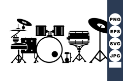 Drum Set Silhouette Vector Illustration Design Product Image 1