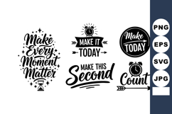 Inspirational Motivational Quotes Vector Set with Clocks Product Image 1