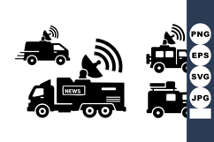 News Broadcast Van Vector Illustration Satellite Antenna Product Image 1