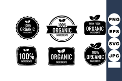 Organic Ingredients Badges Set with Leaf Icons Product Image 1