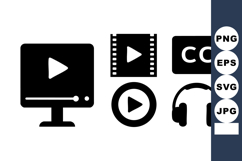 Video Player Icons with Play Controls Product Image 1
