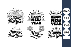 Happy New Year Text Designs Fireworks Stars Product Image 1