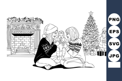 Family Celebrating Christmas Baby Fireplace Tree Product Image 1