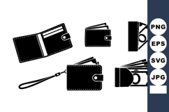 Black Silhouette Wallet Money Coin Vector Illustration Product Image 1