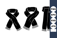 Black Winter Scarf Vector Set Three Styles Design Product Image 1