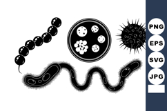 Vector Microscopic Bacteria Virus Silhouettes Product Image 1