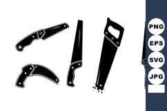 Black Silhouette Set Various Saw Tools Illustration Product Image 1