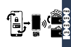 Mobile Phone Secure Payment Wallet Vector Illustration Product Image 1