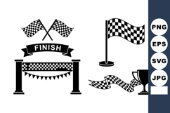 Racing Finish Line Checkered Flags Trophy Vector Product Image 1