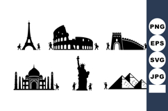 Famous World Landmarks Silhouettes Vector Illustration Product Image 1