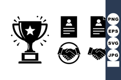 Trophy Award Handshake Agreement Icons Illustration Product Image 1