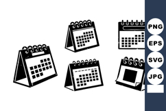 Black Silhouette Calendar Icons Set Different Layouts Spiral Product Image 1