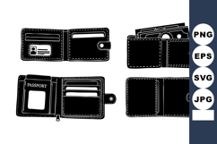 Black Leather Wallet Vector Illustrations Set Product Image 1