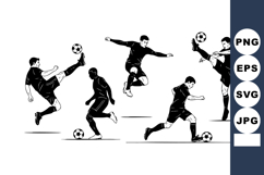 Soccer Player Kicking Ball Silhouettes Vector Art Product Image 1