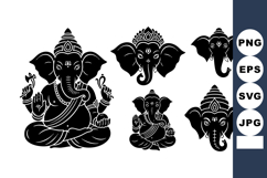 Ganesha Vector Illustration Set With Symbols Product Image 1