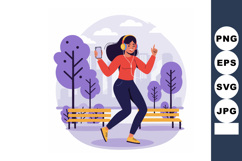 Young woman dancing outdoors listening to music with headpho Product Image 1