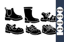 Vector Collection of Black Silhouette Shoes and Boots Product Image 1