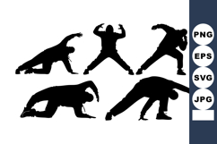 Five Dynamic Dance Poses Silhouettes Vector Product Image 1